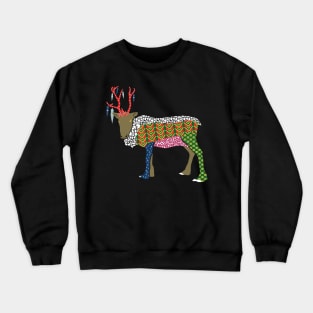 Patchwork Christmas Reindeer Crewneck Sweatshirt